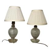 PAIR OF VINTAGE HOBNAIL GLASS TABLE LAMPS