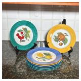 LAURE JAPY LIMOGES FOR BARNEYS NEW YORK FRUIT AND INSECT PORCELAIN PLATES