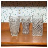 (3pc) COLLECTION OF THREE ASSORTED CUT GLASS VASES