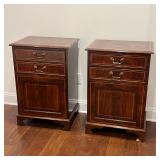 PAIR OF GEORGE III STYLE INLAID MAHOGANY BEDSIDE CABINETS