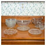 COLLECTION OF ASSORTED VINTAGE CUT AND PRESSED GLASS TABLEWARE