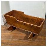 AMERICAN COUNTRY WOODEN ROCKING CRADLE WITH SIDE FINIALS