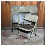 SET OF FOUR METAL FOLDING CHAIRS WITH PADDED SEATS