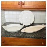 PILLIVUYT FRENCH PORCELAIN FISH PLATTER AND ASSORTED SERVING DISHES