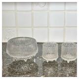 TAPIO WIRKKALA (FINNISH, 1915-1985) FOR IITTALA ULTIMA THULE GLASS BOWL AND TWO CUPS