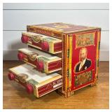 HANDMADE THREE-DRAWER CHEST CRAFTED FROM REPURPOSED VINTAGE CIGAR BOXES