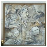 EXPRESSIONIST MIXED MEDIA ON CANVAS, POSSIBLY KELLY O