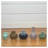 (5pc) COLLECTION OF MARK BEADEL & OTHER STUDIO POTTERY MINIATURE VASES & CREAMER