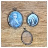 (3pc) EUROPEAN SCHOOL (18TH/19TH CENTURY) TWO PORTRAIT MINIATURES & FRAME