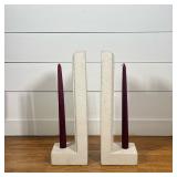 POTTERY BARN PAIR OF CAST STONE ARCHITECTURAL CANDLEHOLDER BOOKENDS