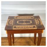 ITALIAN LE CARILLON MARQUETRY MUSIC BOX SIDE TABLE