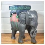 CARVED & PAINTED WOOD ELEPHANT PEDESTAL