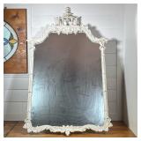 CHINOISERIE STYLE PAGODA TOP WHITE COMPOSITE WALL MIRROR