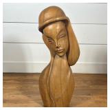 PHILIPPINE SCHOOL (20TH CENTURY) MODERNIST CARVED HIBISCUS WOOD BUST