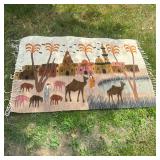 EGYPTIAN HARRANIA STYLE PICTORIAL WOOL FLATWEAVE TAPESTRY