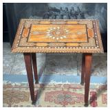 SYRIAN STYLE MARQUETRY AND MOTHER-OF-PEARL INLAID SIDE TABLE