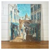 N. ACHALAK (20th Century) OIL ON CANVAS MARKET SCENE