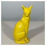 JAPANESE MID-CENTURY MODERN STYLIZED YELLOW CERJAPANESE MID-CENTURY MODERN STYLIZEDAMIC CAT FIGURINE