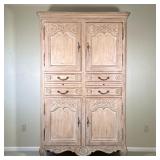 FRENCH PROVINCIAL STYLE BLEACHED OAK ARMOIRE