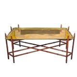 CHINOISERIE FAUX BAMBOO AND BRASS TRAY TOP COFFEE TABLE