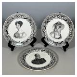 (3pc) PAILLART & HAUTIN CHOISY-LE-ROI FRENCH TRANSFERWARE PORTRAIT PLATES