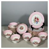(33pc) HAMMERSLEY & CO BONE CHINA PARTIAL TEA SERVICE SIGNED F. HOWARD