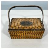 ENGLISH GEORGIAN PENWORK BOX WITH MONOGRAM