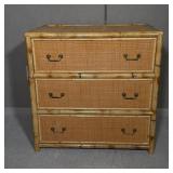 THREE DRAWER TORTOISE BAMBOO AND RATTAN CHEST