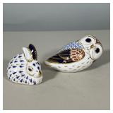ROYAL CROWN DERBY BONE CHINA OWL AND RABBIT PAPERWEIGHTS