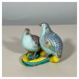 HAND-PAINTED PORCELAIN FISHNET QUAIL FIGURINE