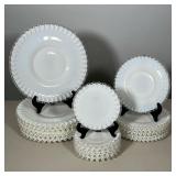 (18pc) FENTON SILVER CREST MILK GLASS DINNERWARE SERVICE