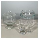 (5pc) FIVE-PIECE ASSORTED CLEAR GLASS AND CRYSTAL TABLEWARE LOT