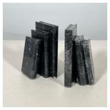 ITALIAN HAND-CARVED BLACK ALABASTER BOOKENDS