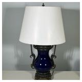 SEVRES STYLE COBALT CERAMIC AND ORMOLU MOUNTED TABLE LAMP