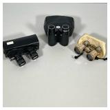 GROUP OF VINTAGE OPTICS INCLUDING NIKON BINOCULARS AND LEMAIRE OPERA GLASSES
