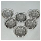 (6pc) SET OF SIX FRANK M. WHITING & CO. STERLING SILVER AND GLASS COASTERS
