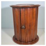 VICTORIAN REEDED MAHOGANY CYLINDRICAL POT CUPBOARD WITH MARBLE INSET