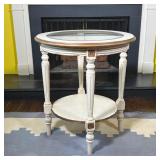 NEOCLASSICAL STYLE ROUND SIDE TABLE WITH GLASS TOP