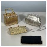 (4pc) COLLECTION OF VINTAGE EVENING BAGS AND CIGARETTE CASE