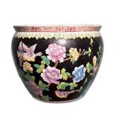 CHINESE FAMILLE NOIRE PORCELAIN FISH BOWL PLANTER