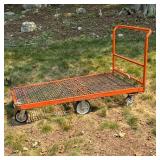 ORANGE INDUSTRIAL METAL FLATBED UTILITY CART