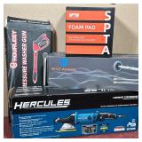 (4pc) HERCULES DUAL ACTION POLISHER AND ASSORTED AUTO DETAILING TOOLS