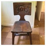 AMERICAN ARTS & CRAFTS CARVED OAK SIDE CHAIR