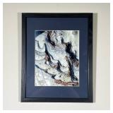 FRAMED ABSTRACT FLUID ACRYLIC POUR PRINT