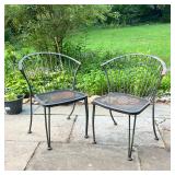 PAIR OF RUSSELL WOODARD ANDORRA STYLE WROUGHT IRON SIDE CHAIRS