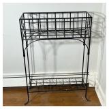 BLACK WROUGHT IRON TWO-TIER PLANT STAND