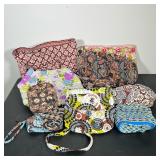 (8pc) VERA BRADLEY ASSORTED QUILTED COTTON BAGS AND ACCESSORIES