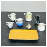 (8pc) ROYAL DOULTON, NIPPON, AND ASSORTED MINIATURE CERAMIC CREAMERS AND TRAY