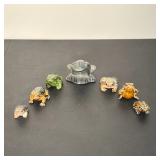(6pc) SEVEN MEXICAN TONALA AND ASSORTED GLAZED CERAMIC FROG FIGURINES
