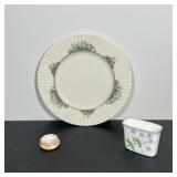 (3pc) LENOX RUTLEDGE PLATE, MINTONS PORCELAIN VESSEL, AND NIPPON SALT CELLAR